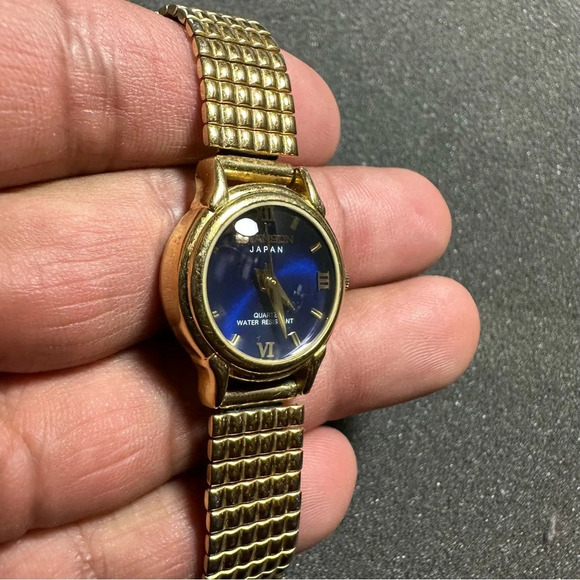 Swanson Miyota Ladies Quartz Watch Gold Tone Blue Dial Working New Battery WR - Picture 5 of 11